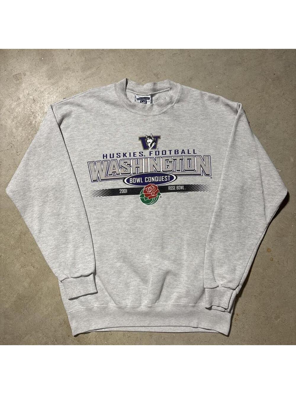 Vintage Y2K Lee Washington Huskies 2001 Rose Bowl Sweatshirt Gray Mens M